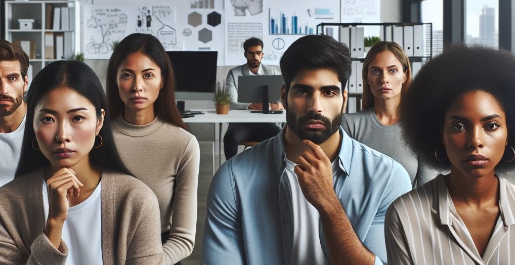 A group of people sitting in an office, wondering if they have imposter syndrome.