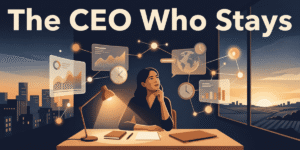 Thoughtful CEO analyzing data and time