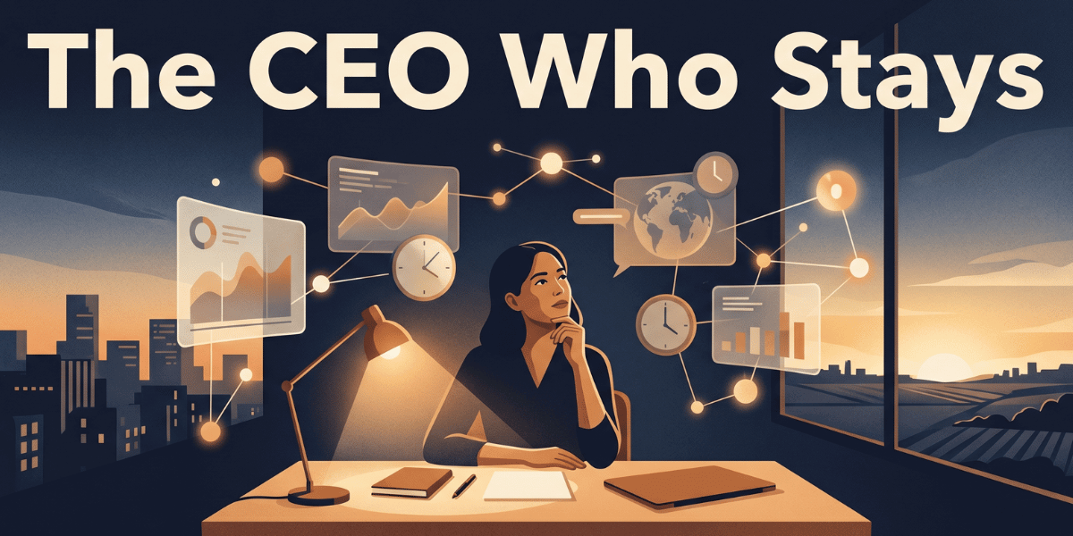 Thoughtful CEO analyzing data and time